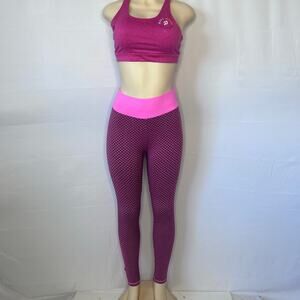 Peloton Make Waves Sports Bra & Pink Textured Leggings Set Women’s M